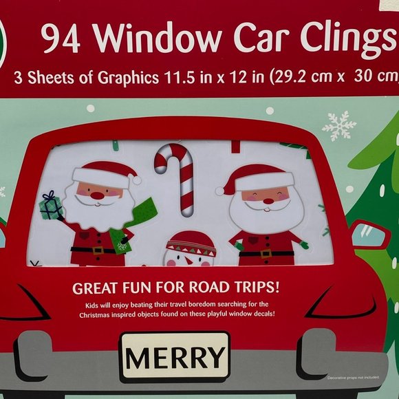 Winter Wonder Lane Christmas Window Car Clings 94 Count Santa Games Peel & Stick - Picture 2 of 6